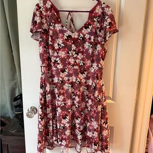 Disney Minnie Mouse Pink Tropical Floral Mini Dress